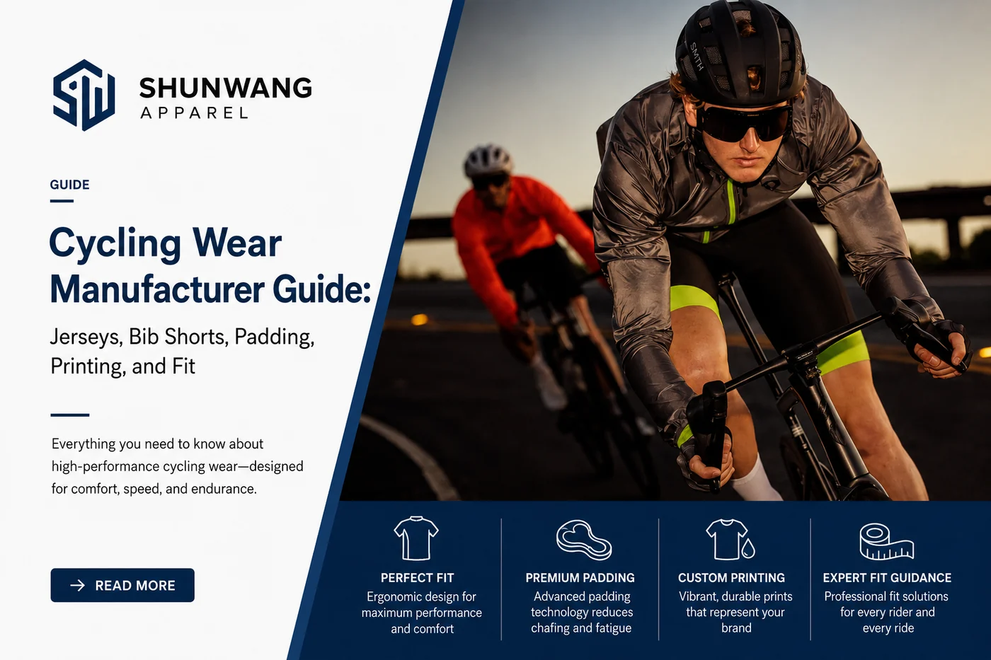 Cycling Wear Manufacturer Guide: Jerseys, Bib Shorts, Padding, Printing, and Fit