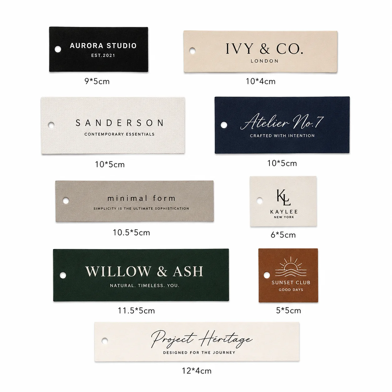 Hangtag size reference