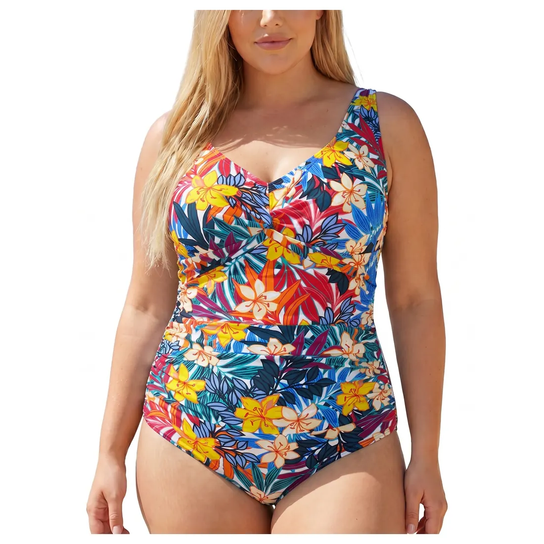 Plus Size Tropical One-piece Swimsuit Reference main view