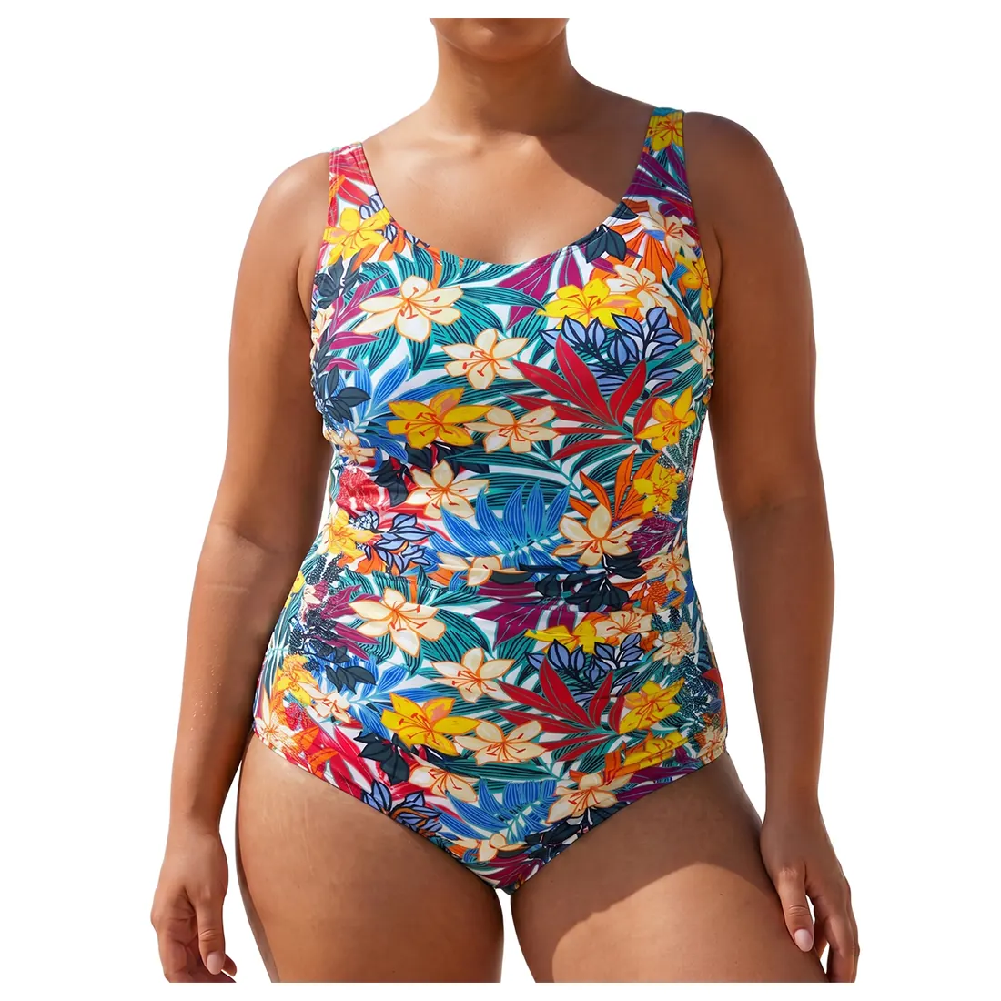 Plus Size Tropical One-piece Swimsuit Reference main view