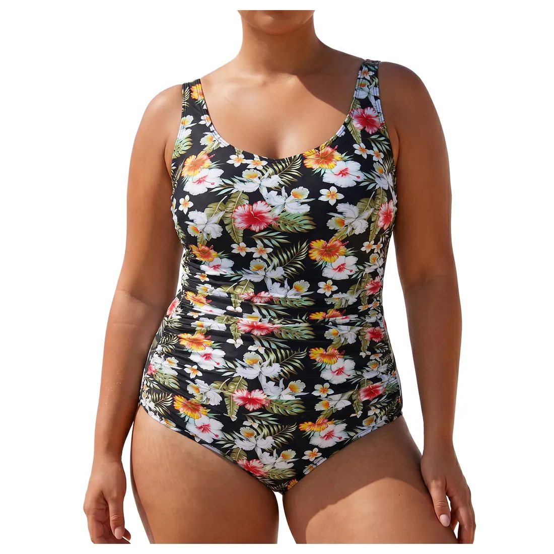 Plus Size Floral One-piece Swimsuit Reference main view