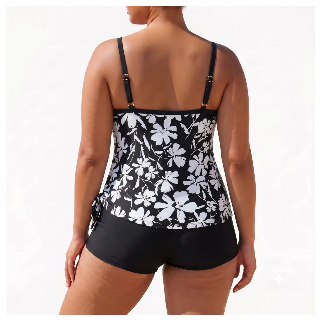 Plus Size Monochrome Tankini Set Reference view 3