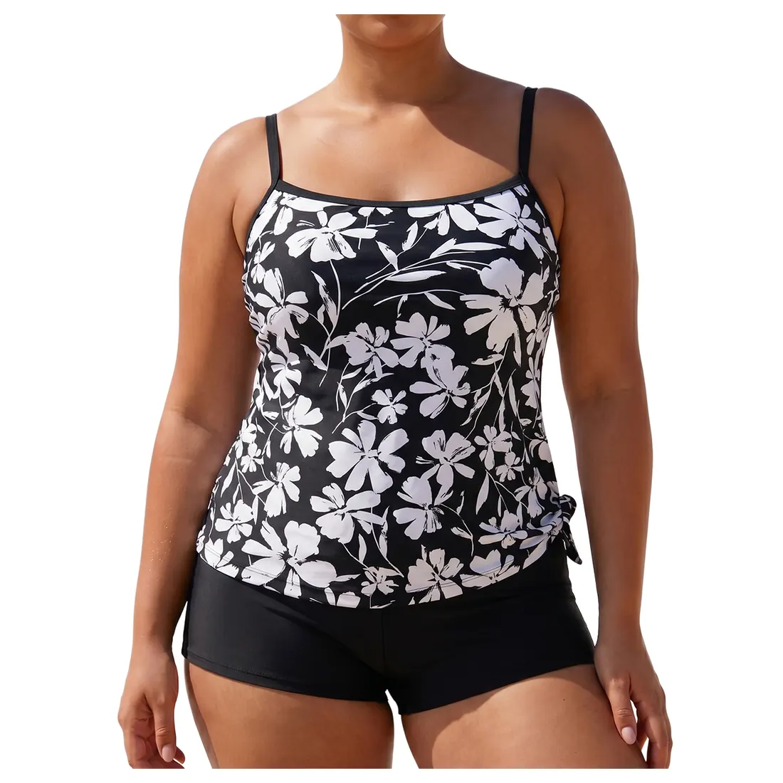 Plus Size Monochrome Tankini Set Reference main view