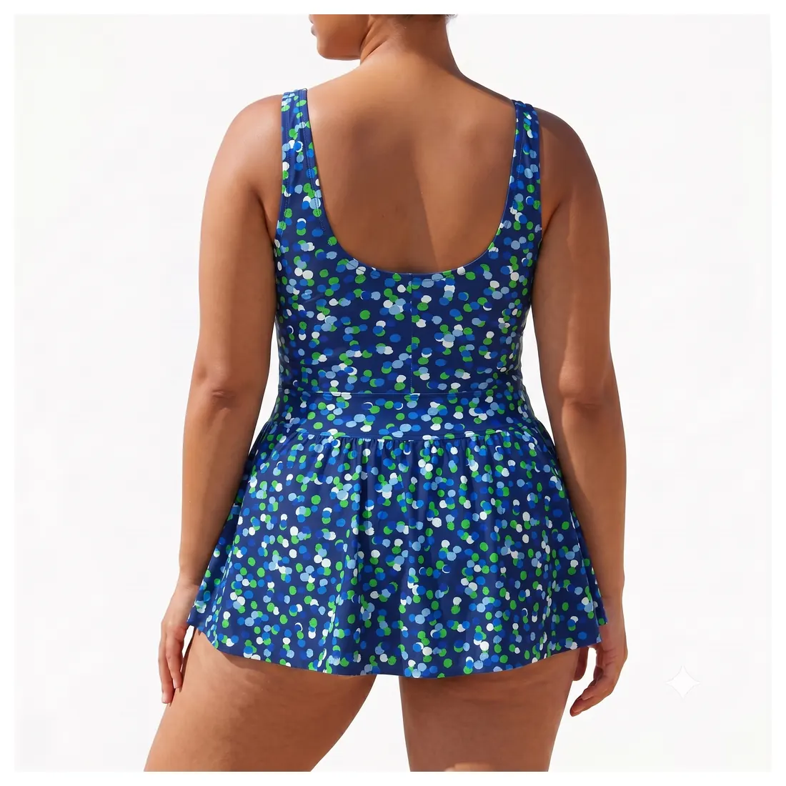 Plus Size Dot Floral Swimdress Reference view 3