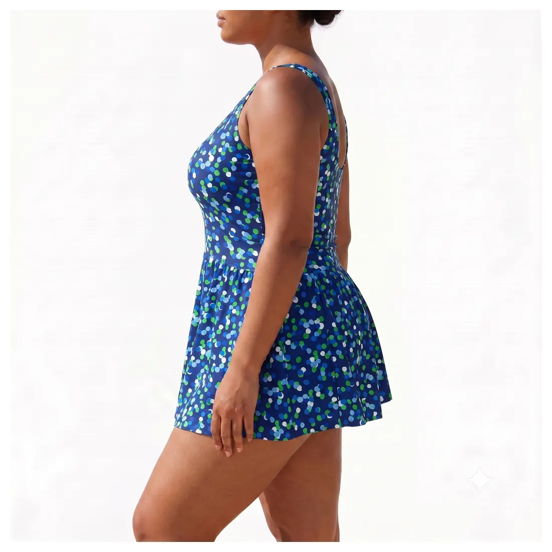 Plus Size Dot Floral Swimdress Reference view 2