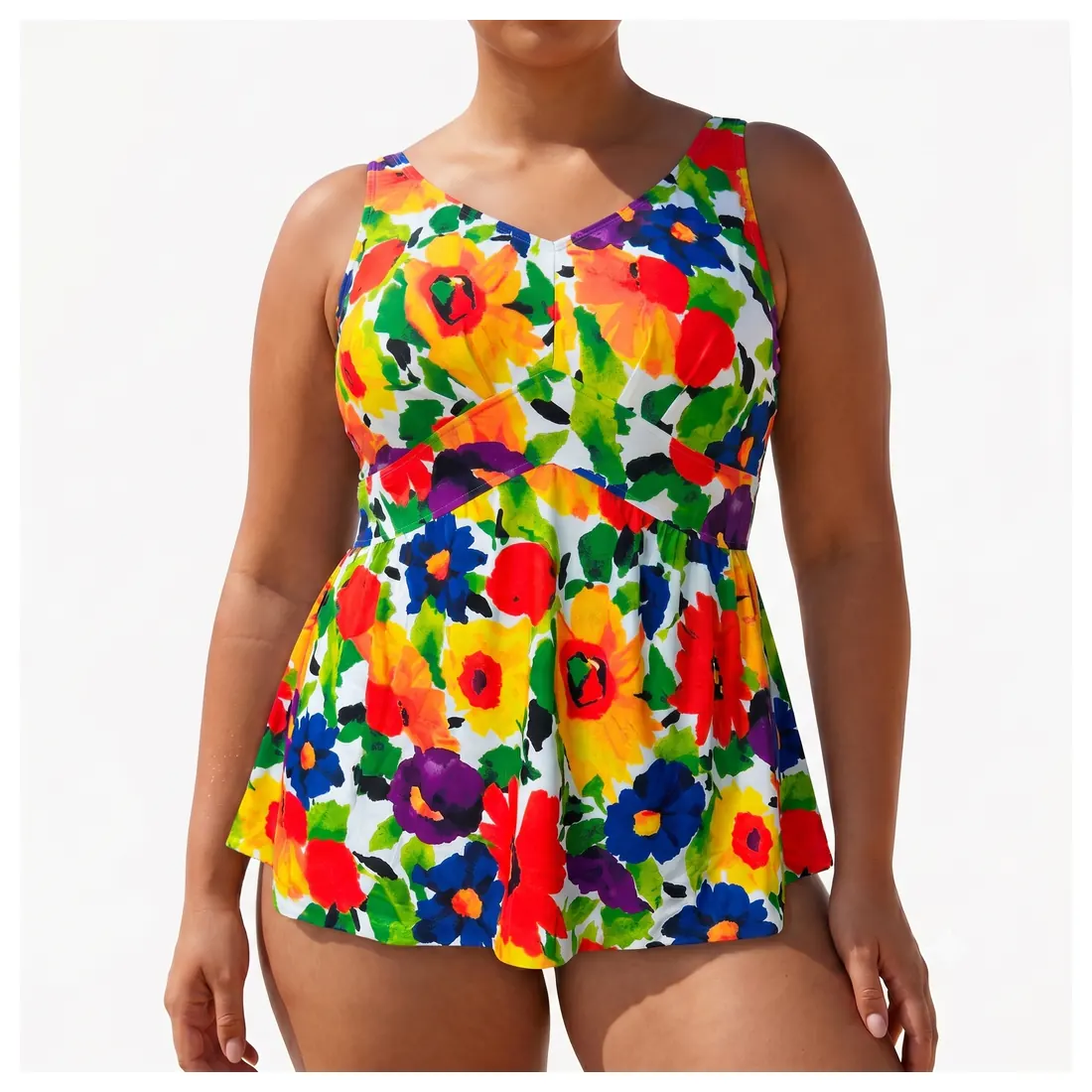 Plus Size Fruit Floral Swimdress Reference main view