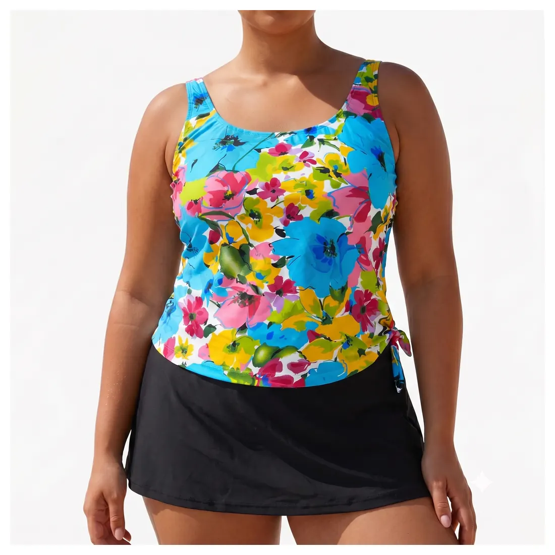 Plus Size Floral Tankini Set Reference main view