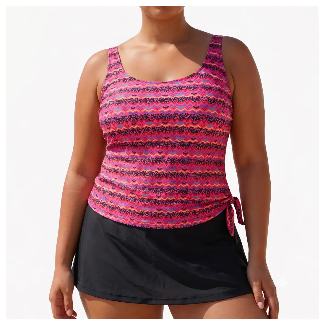 Plus Size Stripe Tankini Set Reference main view