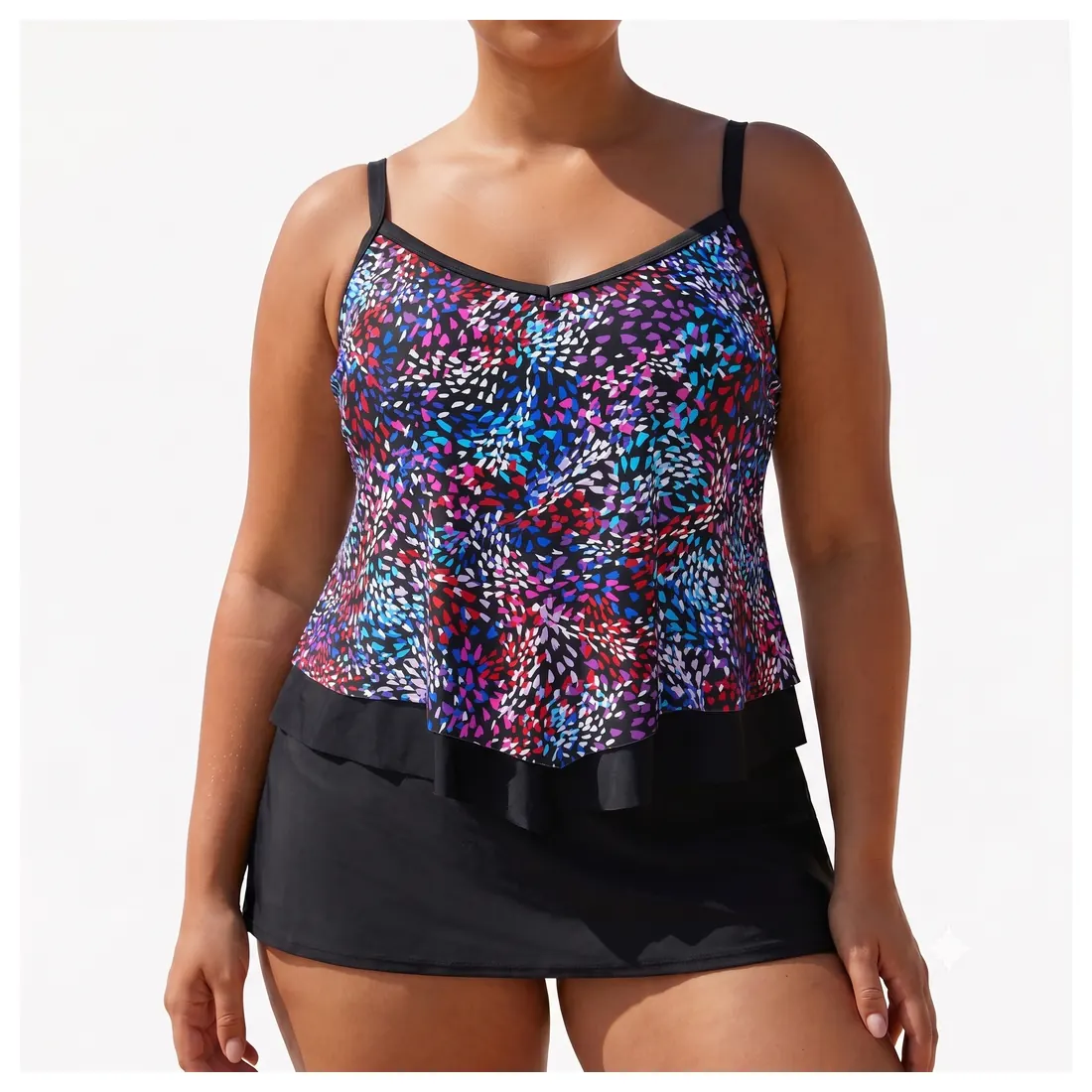 Plus Size Abstract Tankini Set Reference main view