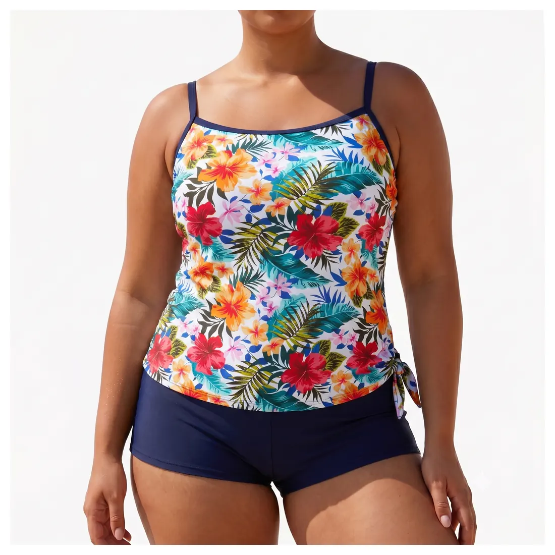Plus Size Floral One-piece Swimsuit Reference main view