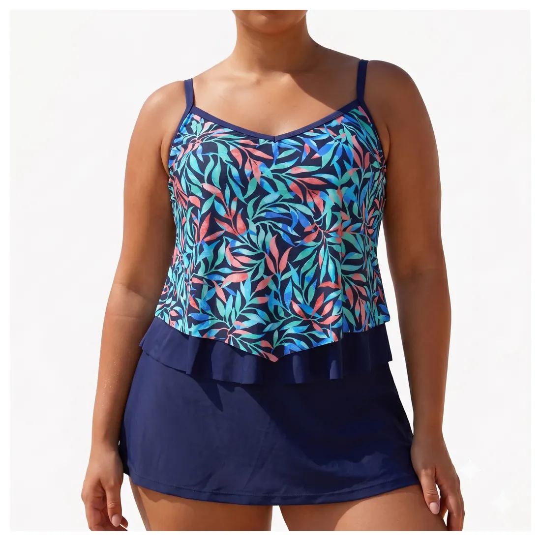 Plus Size Leaf Tankini Set Reference main view