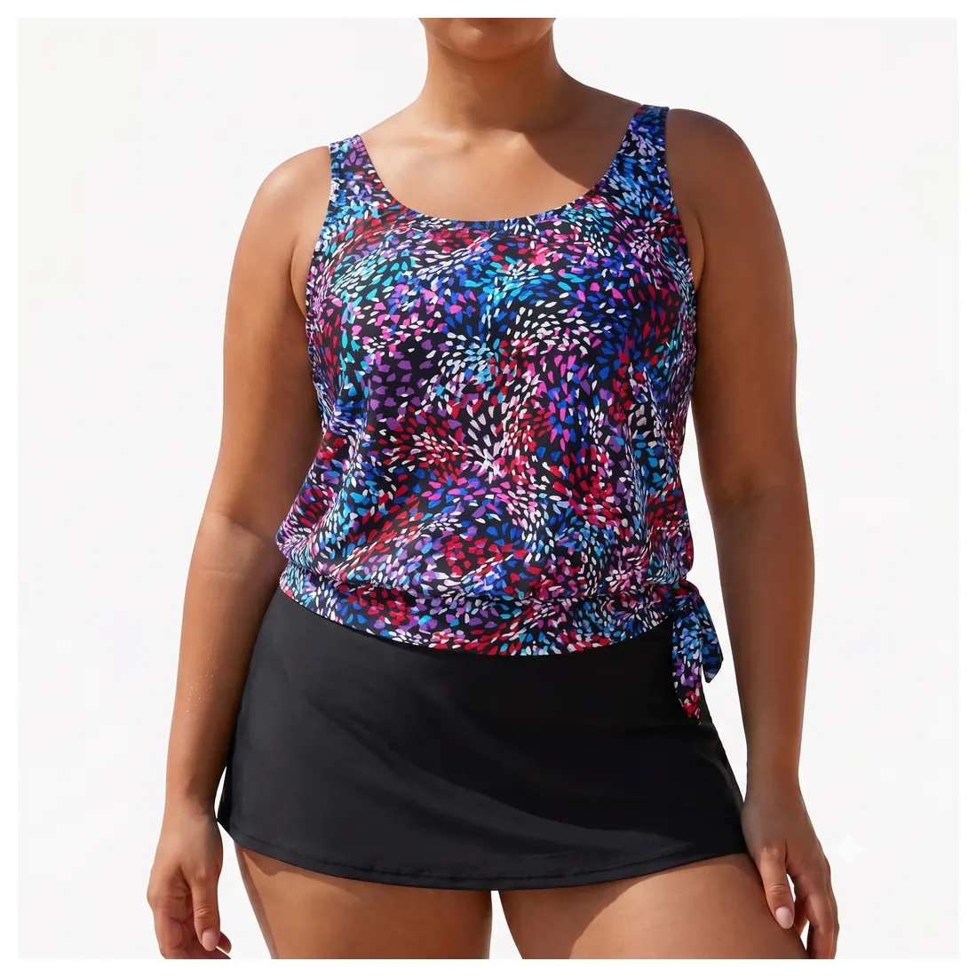Plus Size Abstract Tankini Set Reference main view