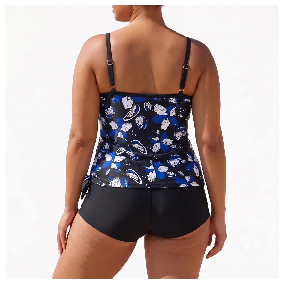 Plus Size Navy Floral Tankini Set Reference view 3
