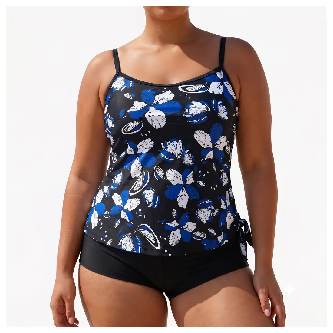 Plus Size Navy Floral Tankini Set Reference main view
