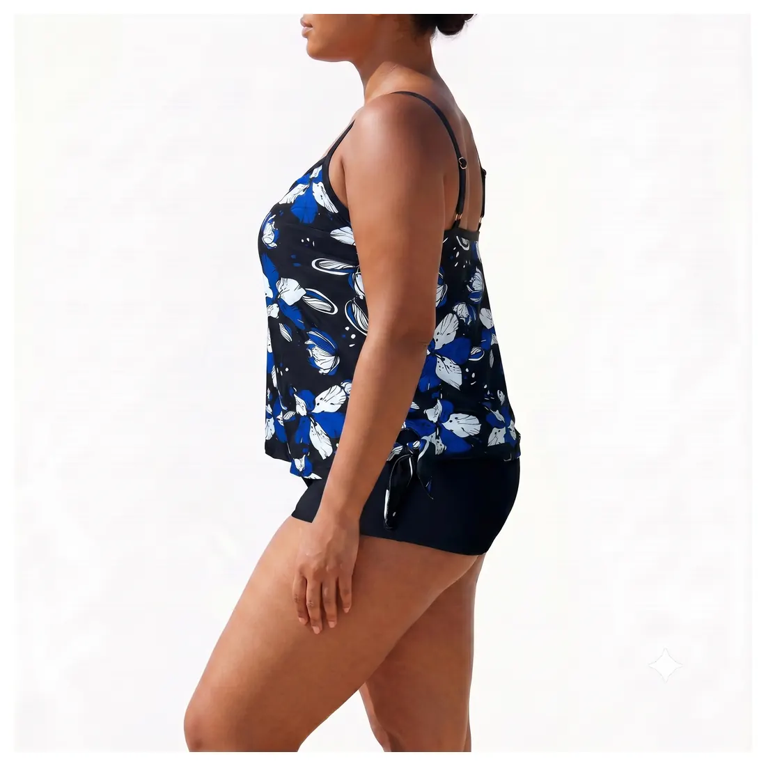 Plus Size Navy Floral Tankini Set Reference view 2