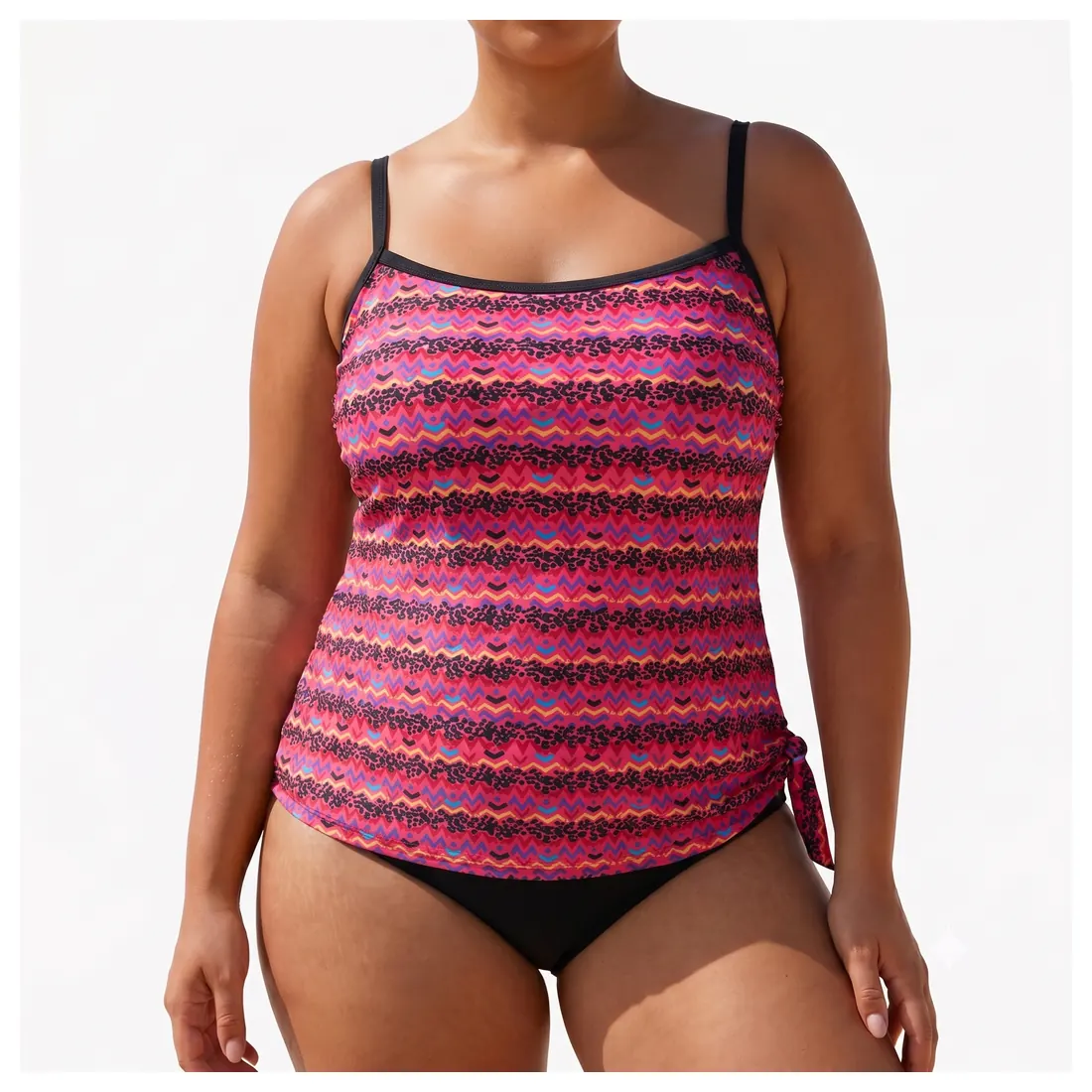 Plus Size Stripe One-piece Swimsuit Reference main view