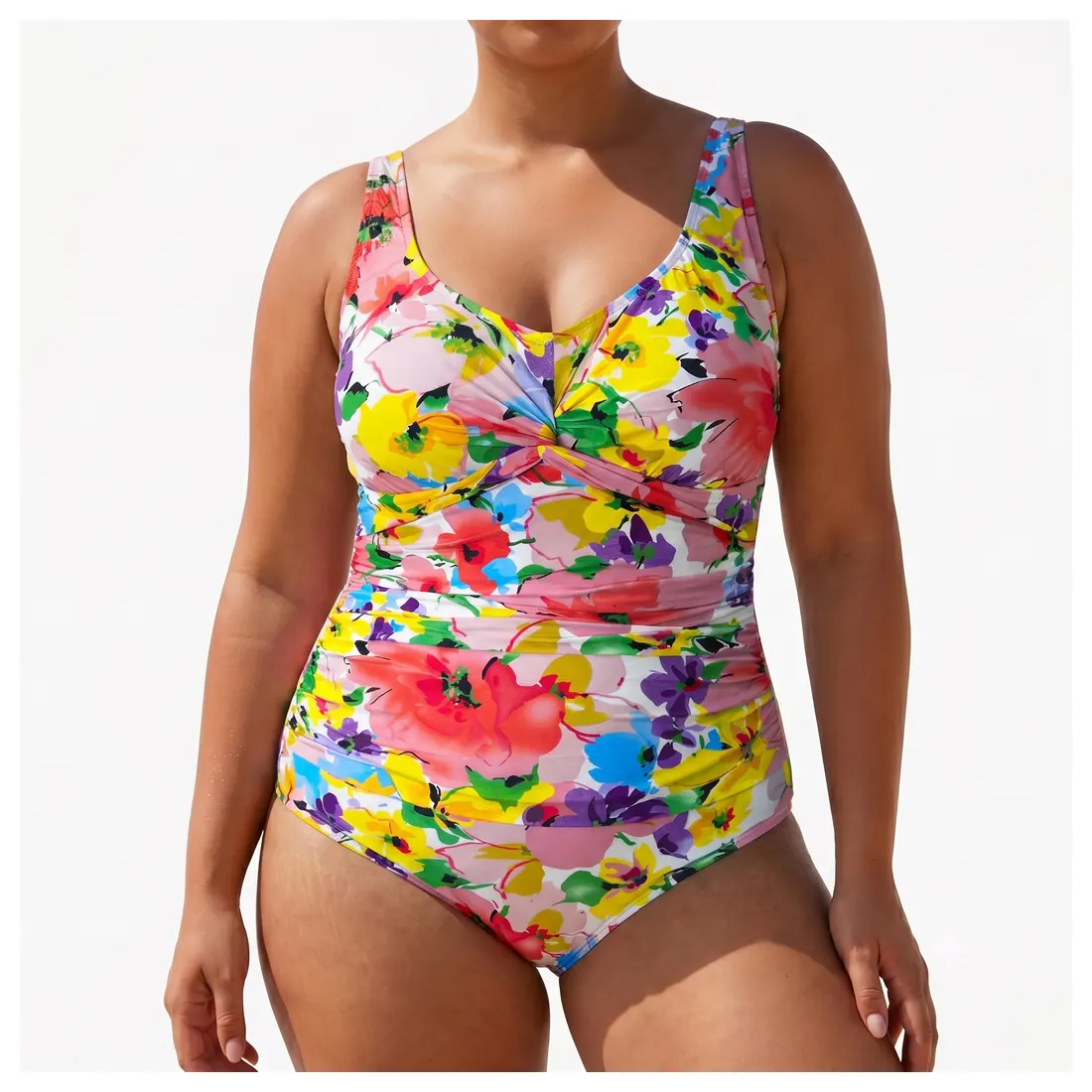 Plus Size Floral One-piece Swimsuit Reference main view
