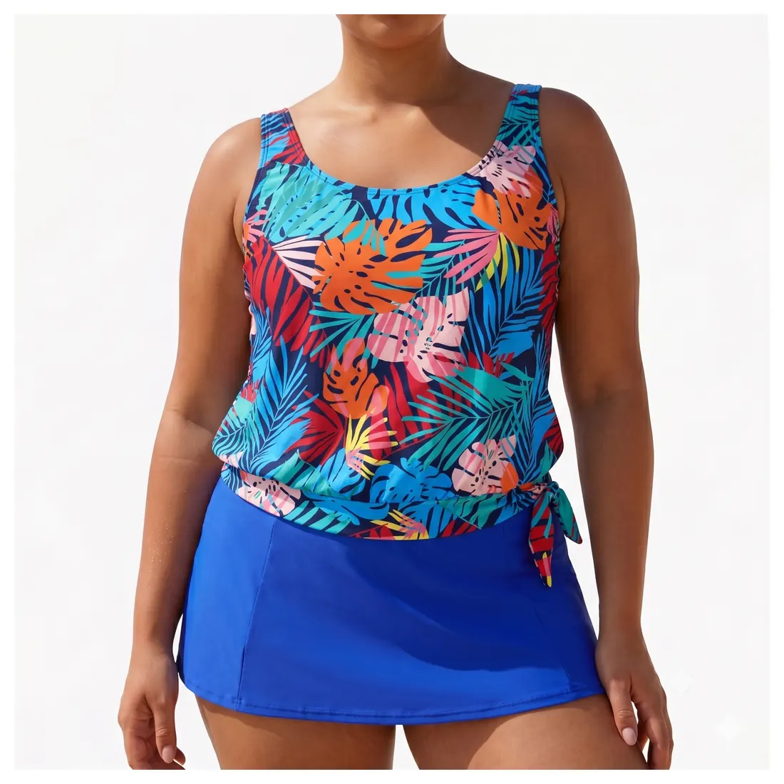 Plus Size Tropical Tankini Skirt Set Reference main view