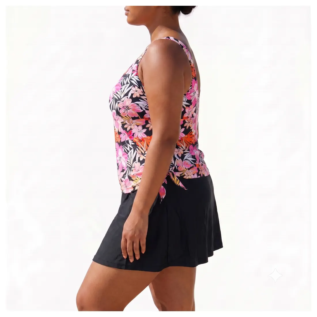 Plus Size Pink Floral Tankini Skirt Set Reference view 2