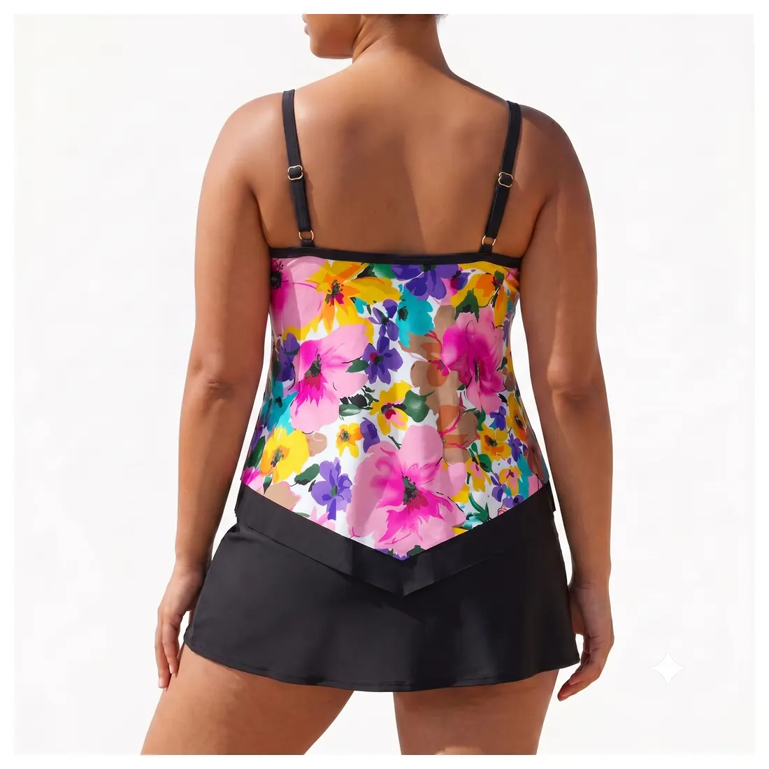 Plus Size Floral Tankini Skirt Set Reference view 3