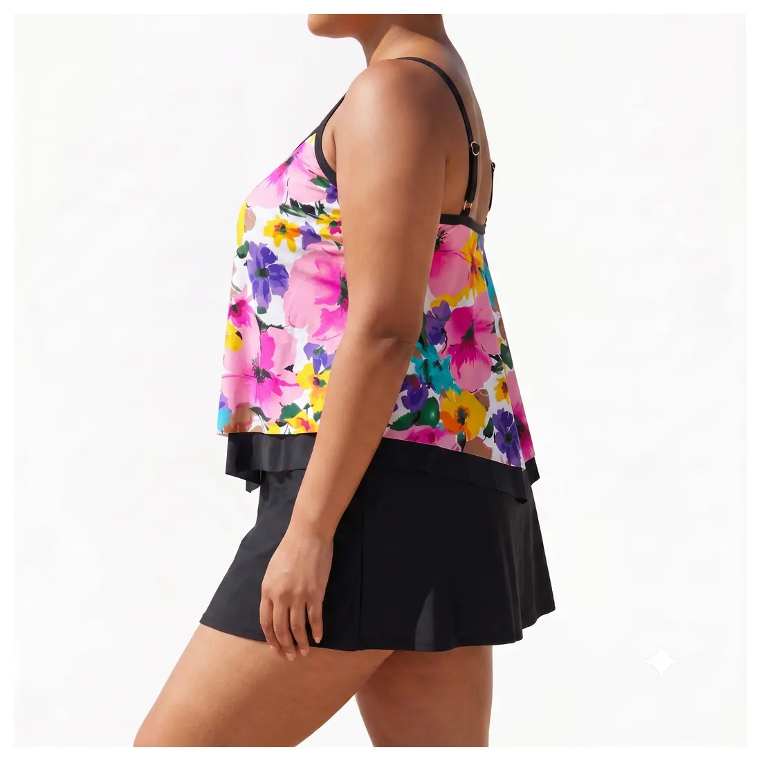 Plus Size Floral Tankini Skirt Set Reference view 2