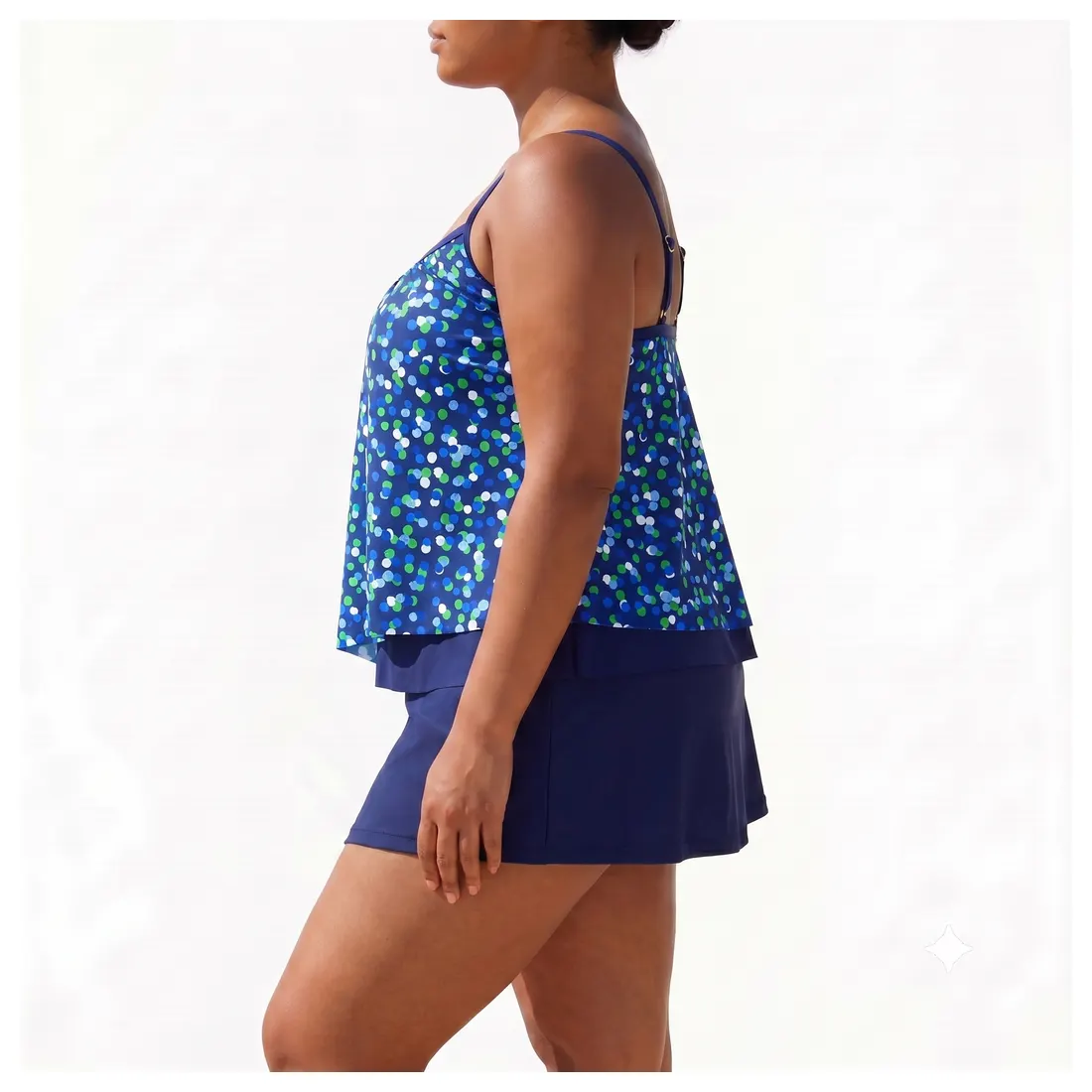 Plus Size Blue Print Tankini Skirt Set Reference view 2