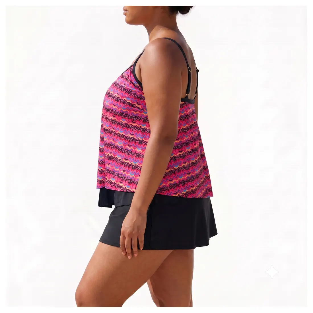 Plus Size Stripe Tankini Skirt Set Reference view 2