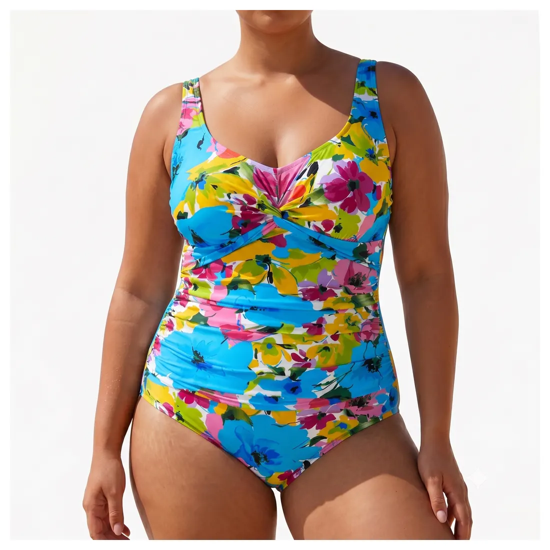Plus Size Floral One-piece Swimsuit Reference main view