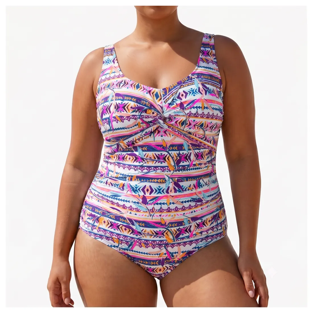 Plus Size Geometric One-piece Swimsuit Reference main view