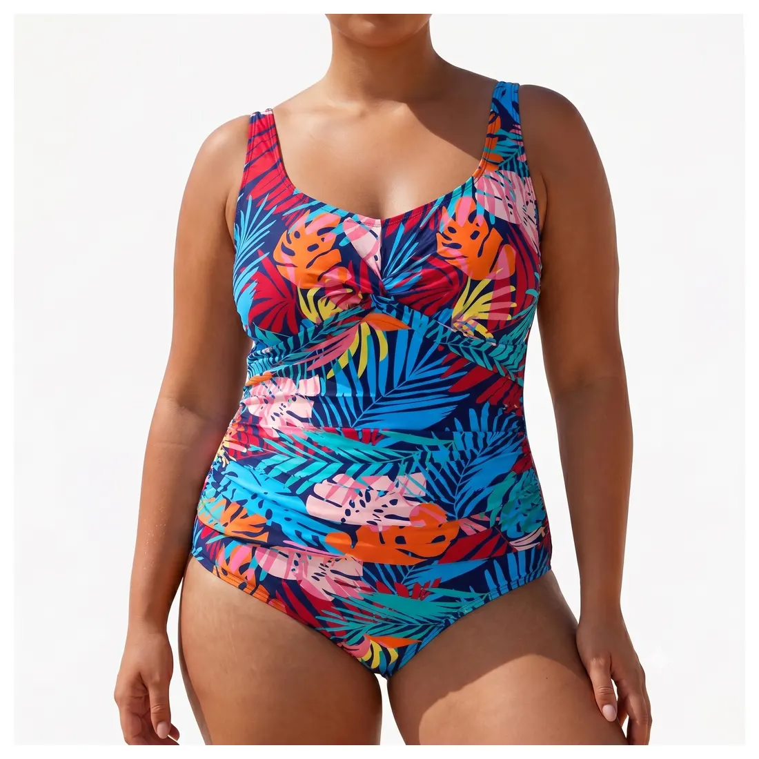 Plus Size Tropical One-piece Swimsuit Reference main view