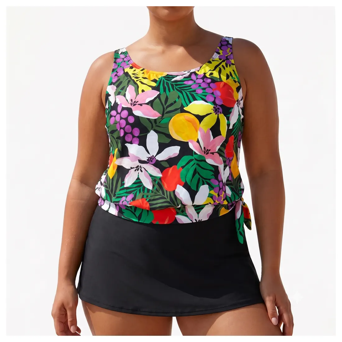 Plus Size Tropical Tankini Skirt Set Reference main view
