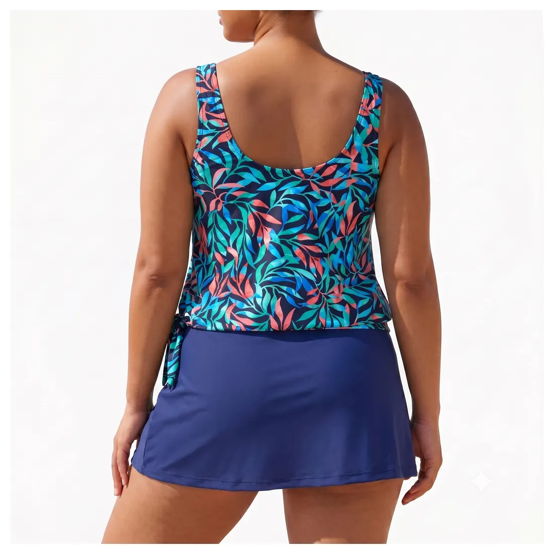 Plus Size Leaf Tankini Skirt Set Reference view 3