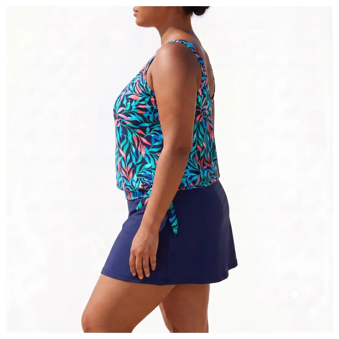 Plus Size Leaf Tankini Skirt Set Reference view 2