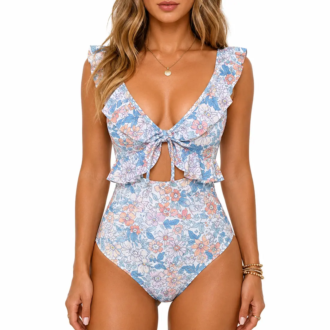 Women's Cut-out One-piece Swimsuit Reference main view
